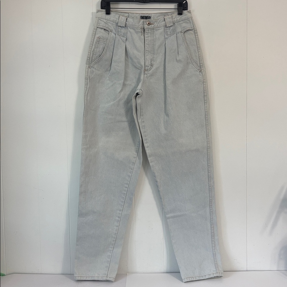 VTG UNIONBAY Utility Denim Jeans Baggy Tapered 32W/34L Unisex Bleach Acid Wash